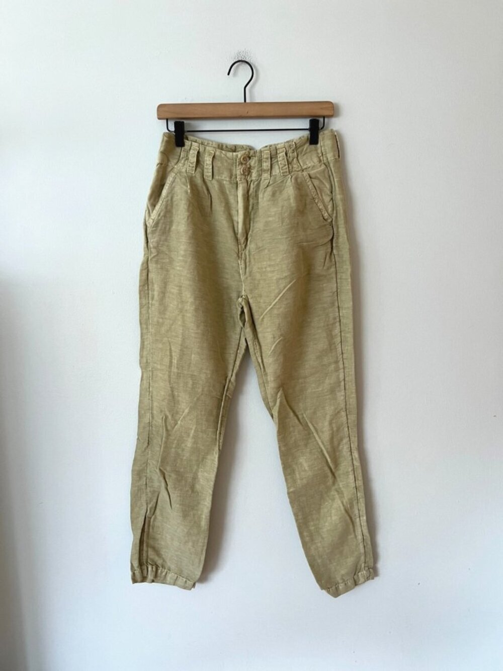 Sundance Linen Blend High Rise Green Pants Beachy Boho Women's Size 4